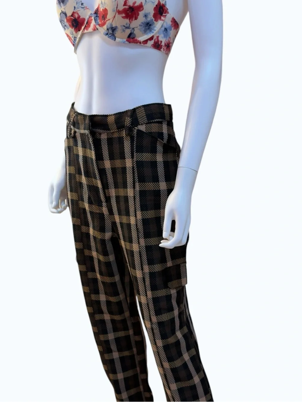 NY&Co 7th Avenue Design Studio Plaid Jogger Pants Black Tan | Size 8